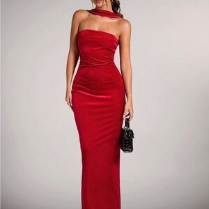 Elegant Red Tube Top Halter Dress